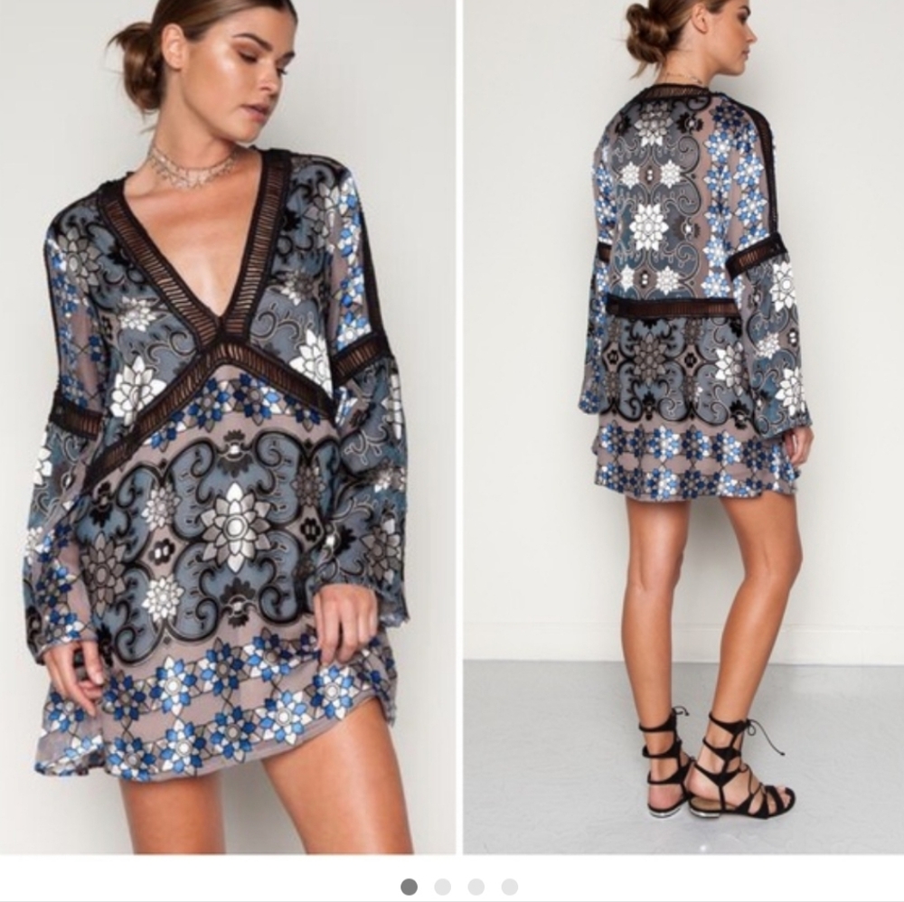 For Love & Lemons Juliet Mini Jade Mini Dress, M.